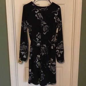 Merona black and white dress with black belt tie